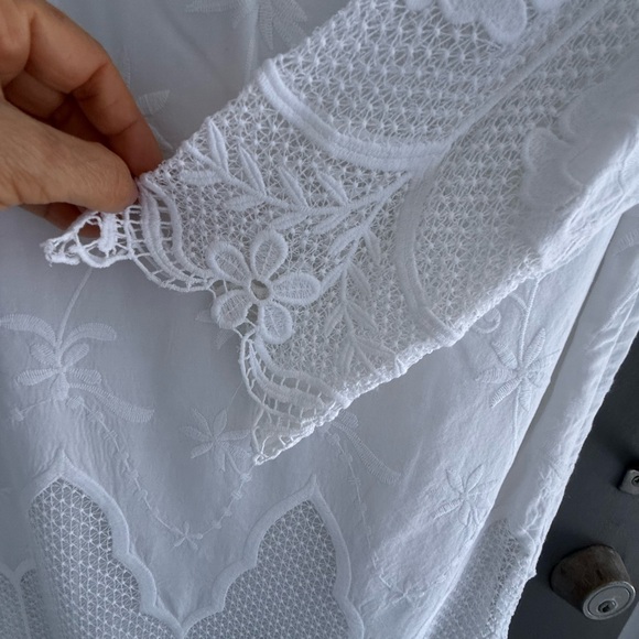 Ann Taylor White Cotton Lace Embroidered Tunic Dress Size Small - Picture 7 of 16
